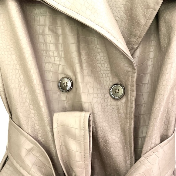 NWT Vince Camuto Faux Leather Trench Coat Tan Croc Embossed  Maxi Jacket Size XL - Picture 13 of 14